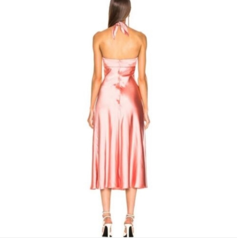 JONATHAN SIMKHAI SATIN HALTER SLIP DRESS.